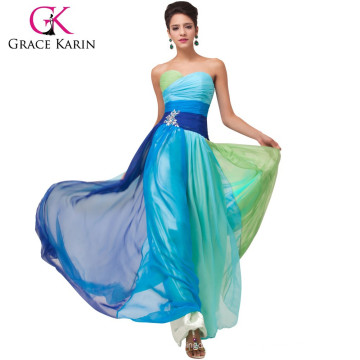 Grace Karin Elegant Design Ombre Strapless Sweetheart Chiffon Long Plus Size Prom Dress CL6069-1 #